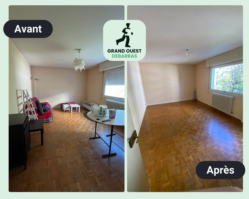 Salon d’appartement avant et après débarras